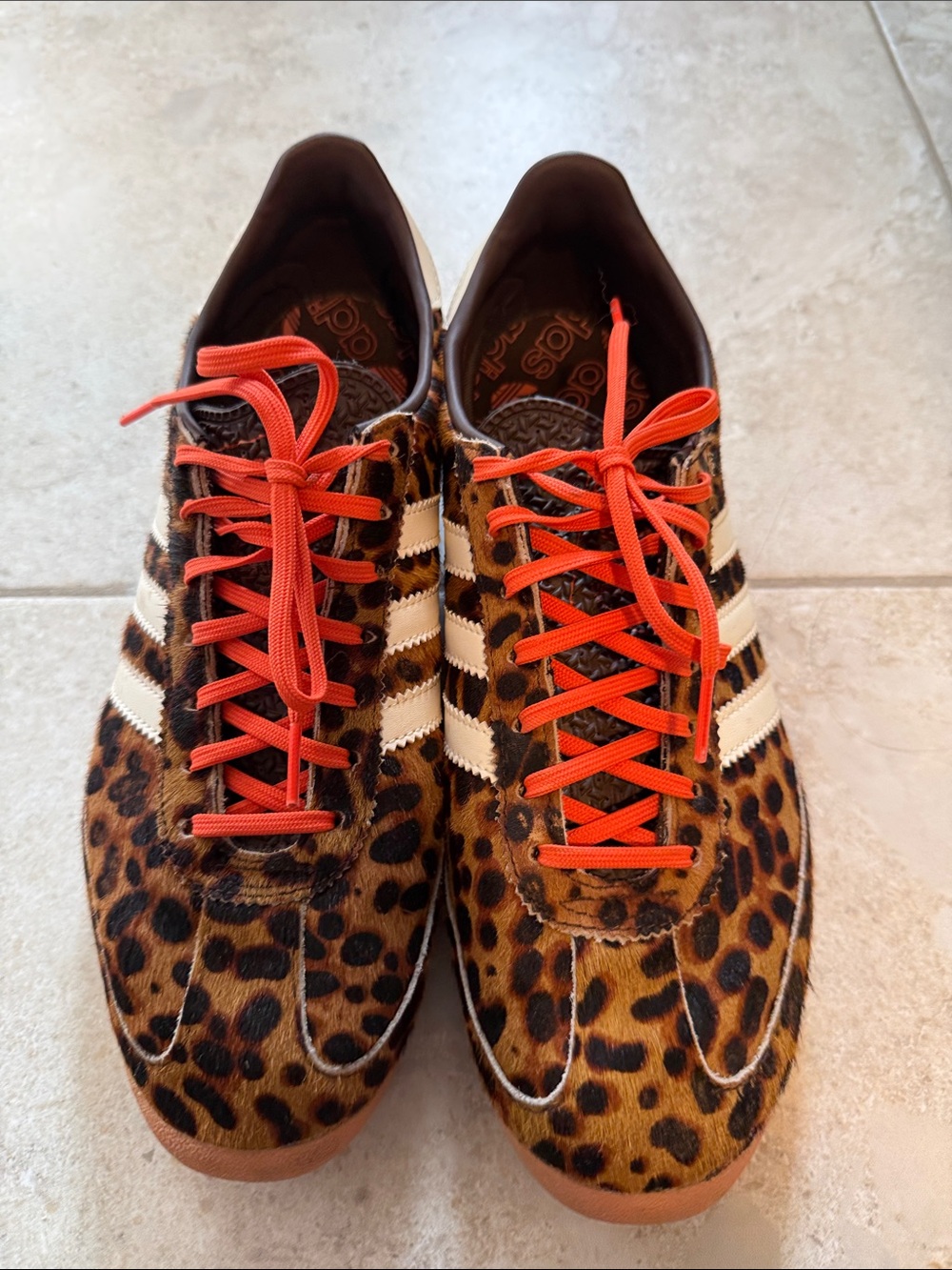 adidas womens Leopard Print Sneakers with Orange Laces - Picture 2 of 4
